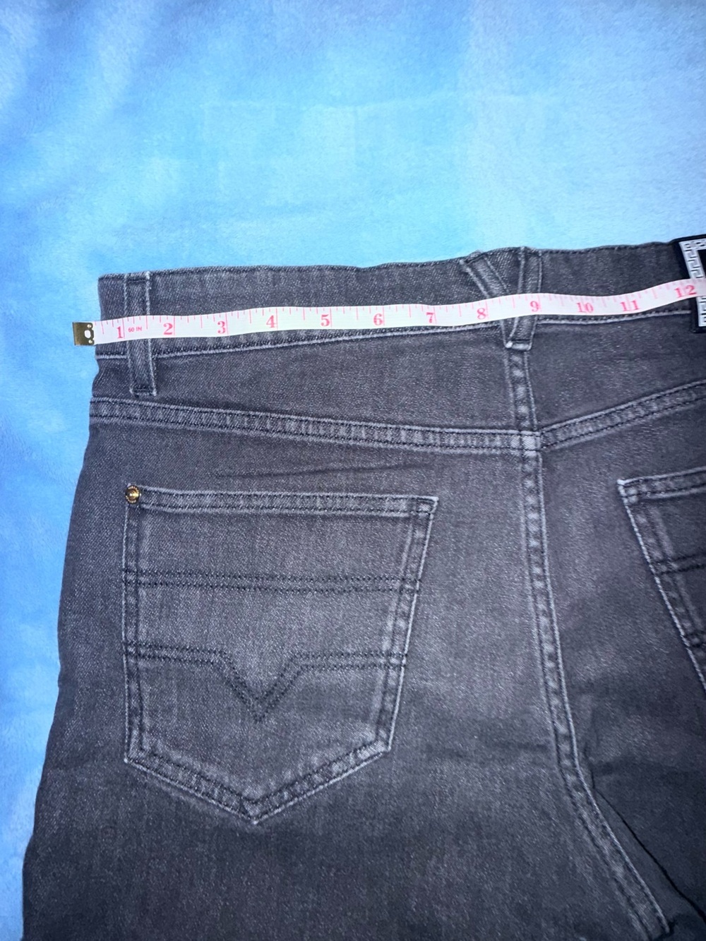 Versace Black Denim Shorts with Gold Accents - Picture 10 of 13